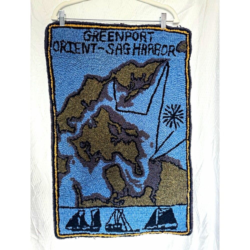 Greenport Orient Sag Harbor Shelter Island Hand Hooked Wall Hanging 1ofAkind